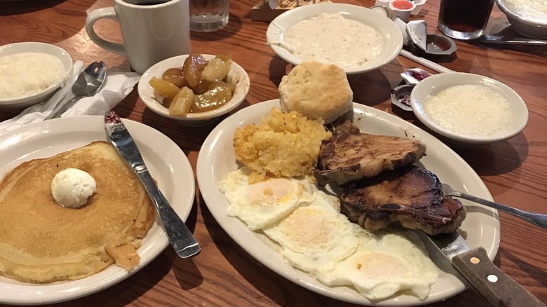 Cracker Barrel breakfast with hashbrown casserole