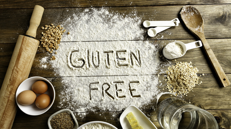 gluten free written in flour