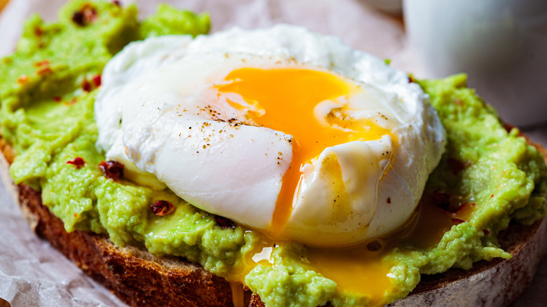 Poached egg and avocado on toast