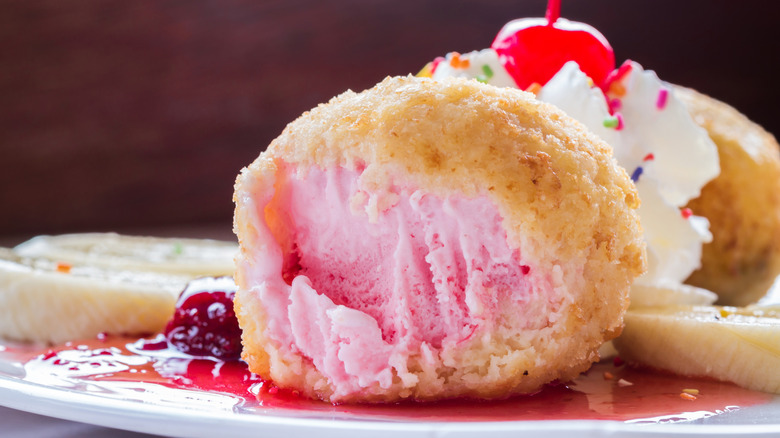 fried strawberry ice cream ball