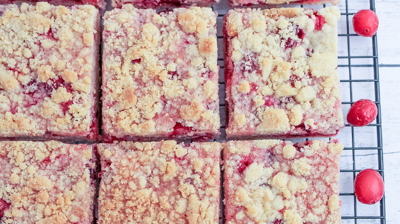cranberry crumble bars cooling 