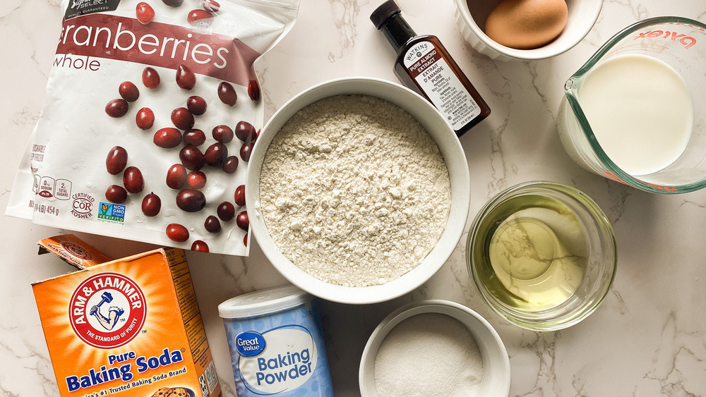 ingredients for cranberry muffins