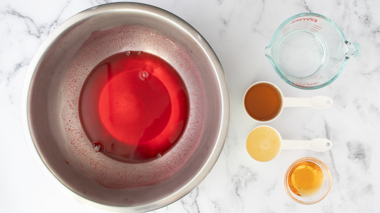 jello mix with water in bowl