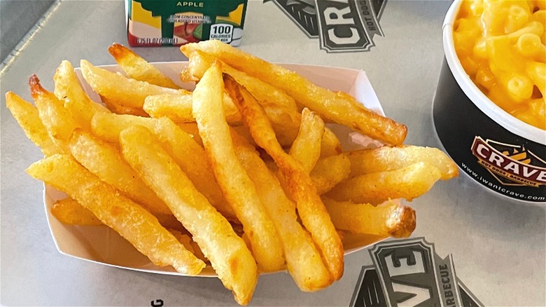 french fry portion on tray