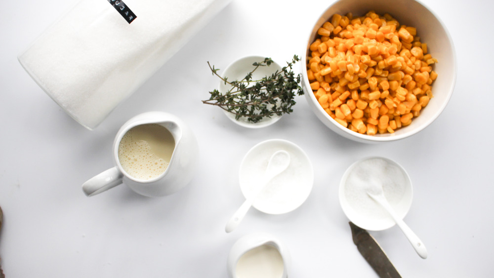 creamed corn ingredients on counter