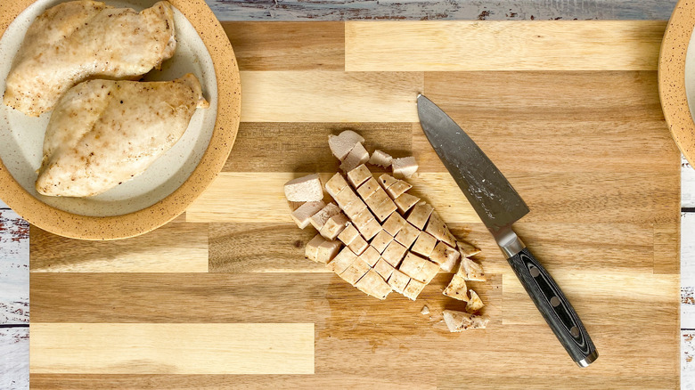 chicken on cutting board 