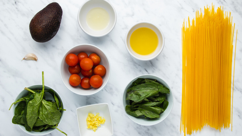 creamy avocado pasta ingredients