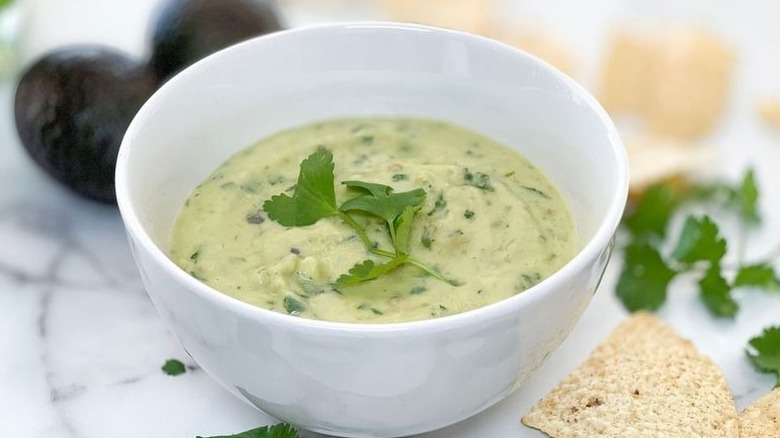 Creamy salsa verde in bowl