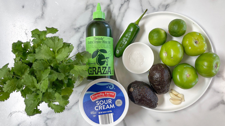 Ingredients for avocado salsa verde