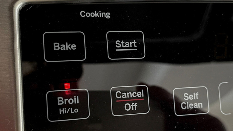 Broil button on oven turned on