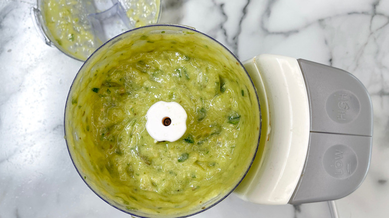 Creamy salsa verde in blender