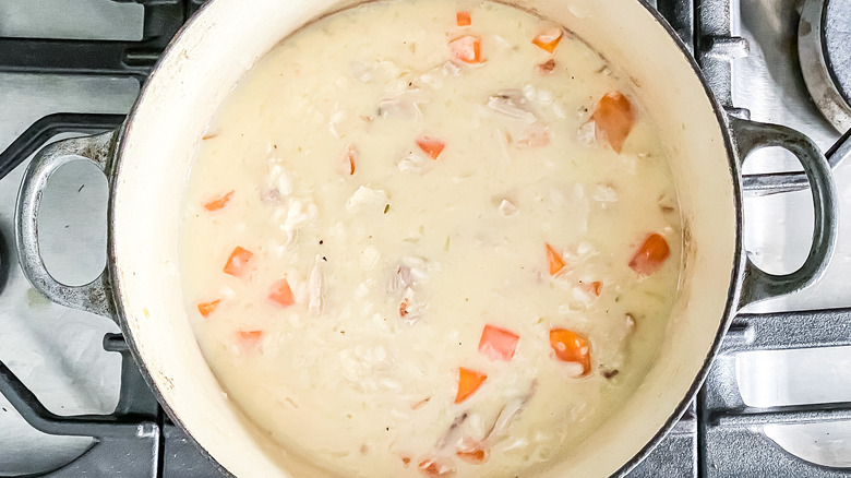 lemon rice soup in pot