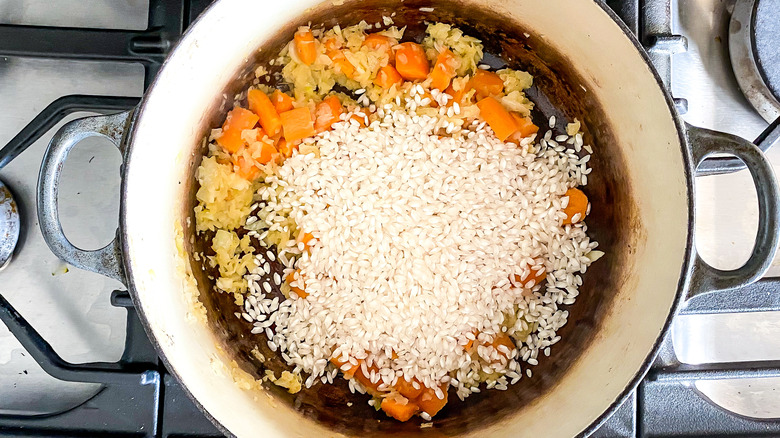 lemon rice soup in pot