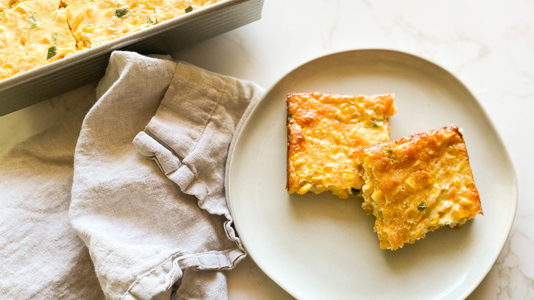 cornbread casserole on plate