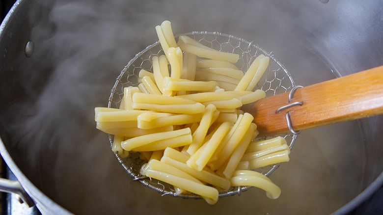 pasta in strainer