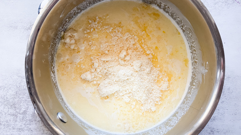 making the creamy sauce