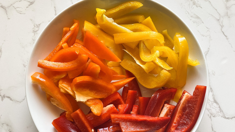 Colorful chopped peppers