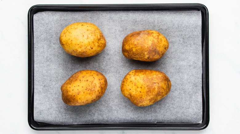 potatoes on baking sheet