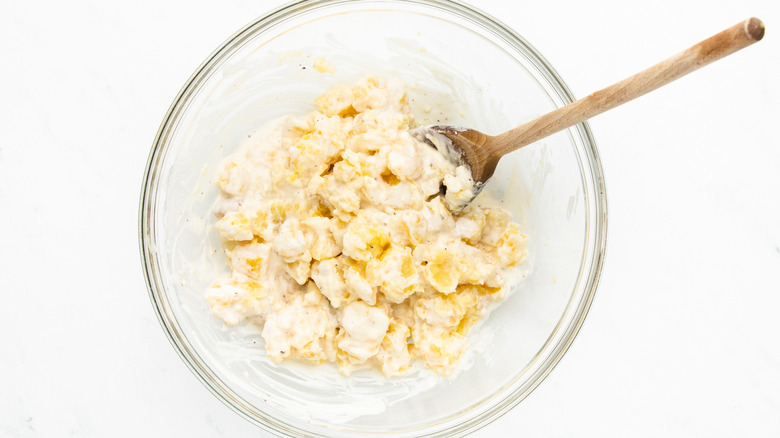 creamy baked potato mixture in bowl