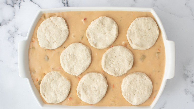 lobster filling topped with biscuits