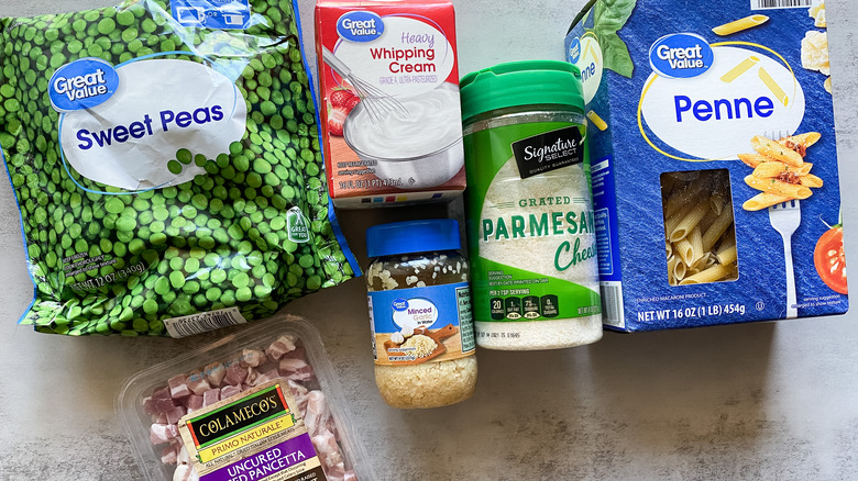 ingredients for Pasta With Pancetta and Peas