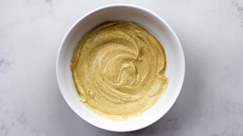 mustard and mayonnaise in bowl 