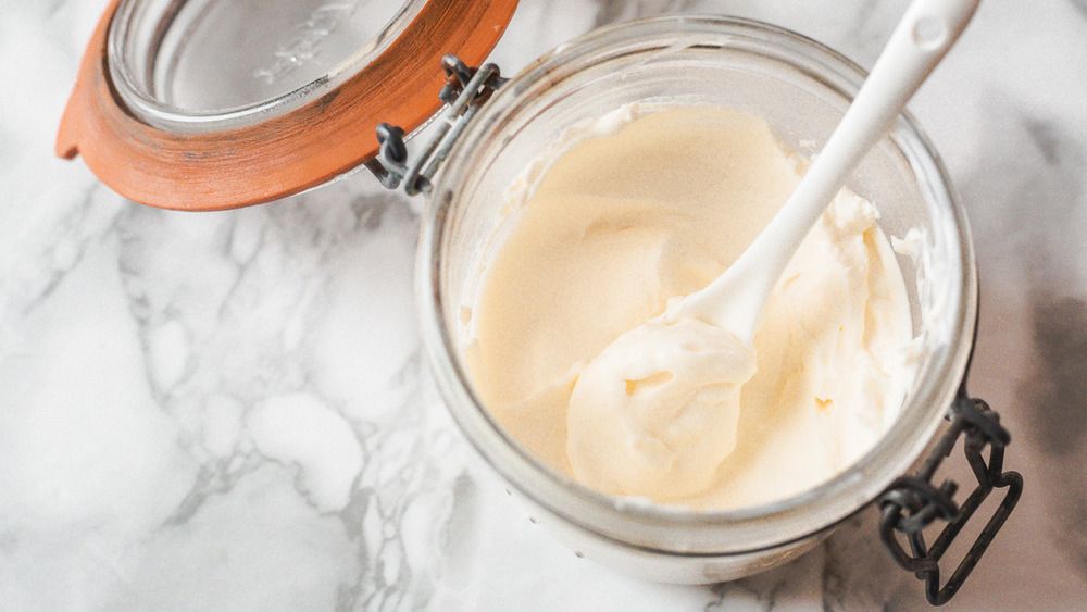 creme fraiche recipe being stirred