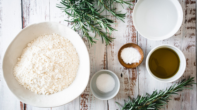 ingredients for crisp rosemary flatbread