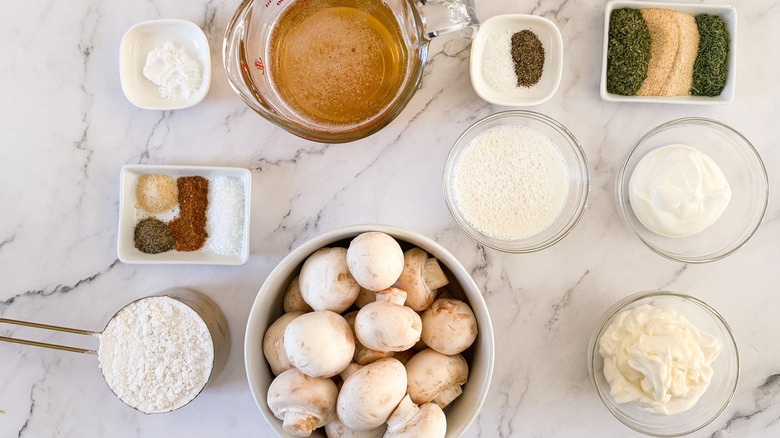 ingredients for fried mushrooms