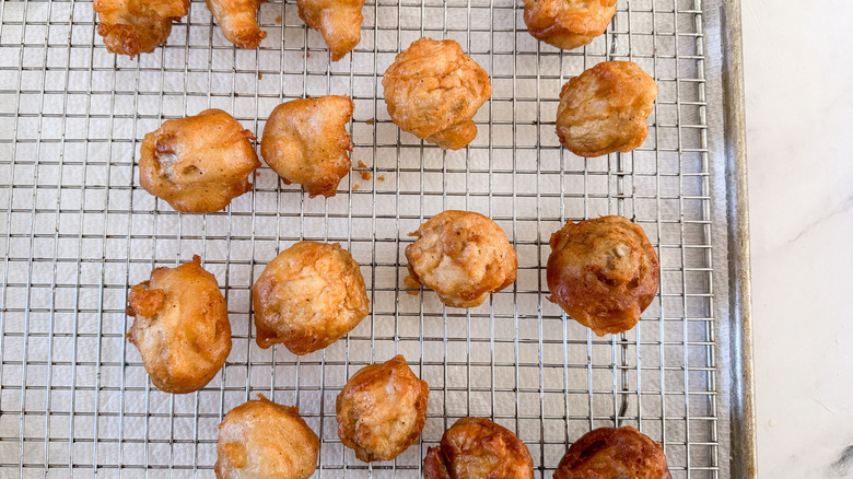 fried mushrooms on rack