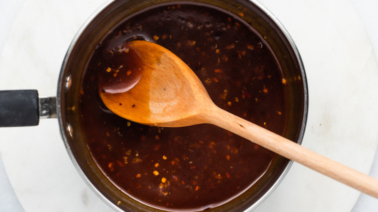 sweet chilli sauce in saucepan