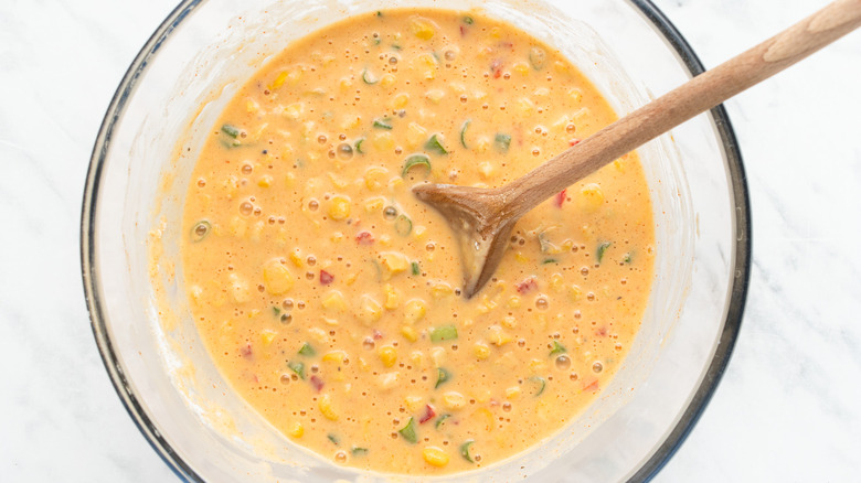 corn fritter batter in bowl 