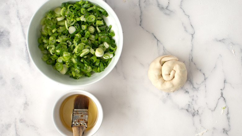 making scallion pancakes