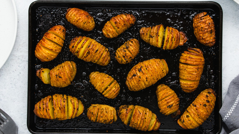 potatoes on baking sheet 