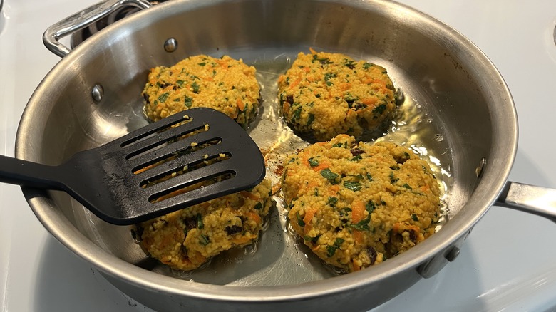 couscous patties in pan