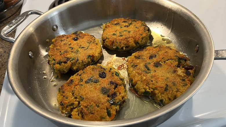 couscous patties in pan