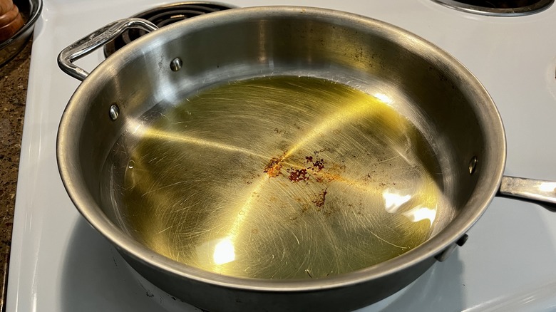 oil in frying pan