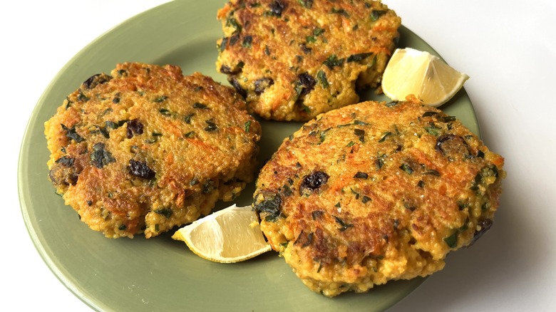 fried patties on green plate