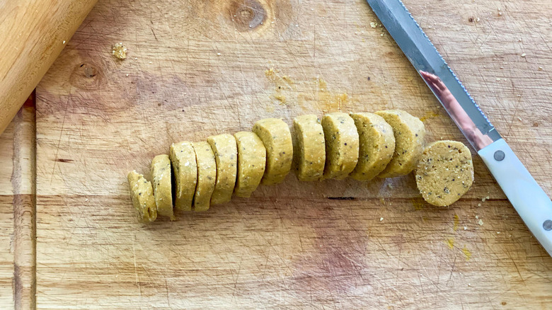 Papadum dough cut into rounds