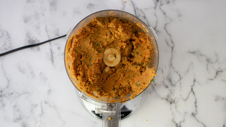 falafel mixture in food processor