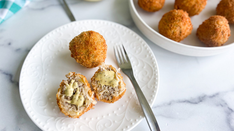 sauerkraut ball with sauce