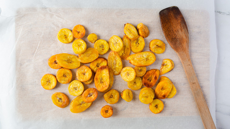 tostones on parchment paper