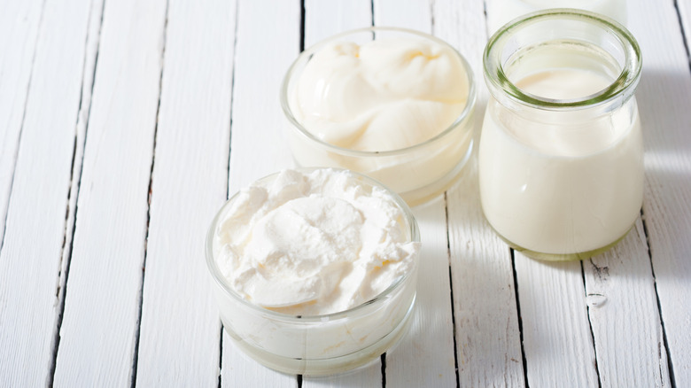 Bowls of different cream