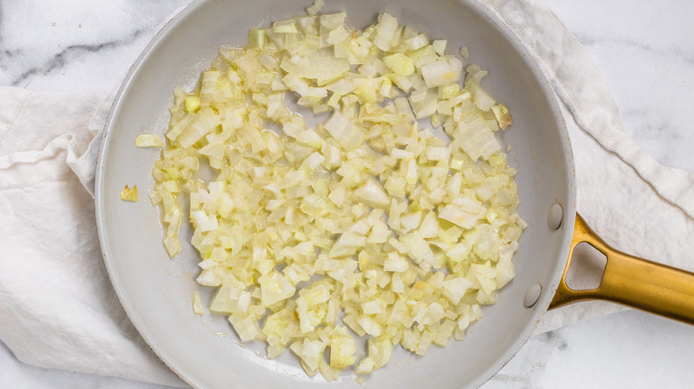 Onions cooking in a skillet