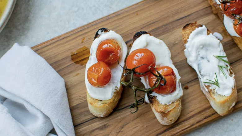 Best Goat Cheese Crostini on table