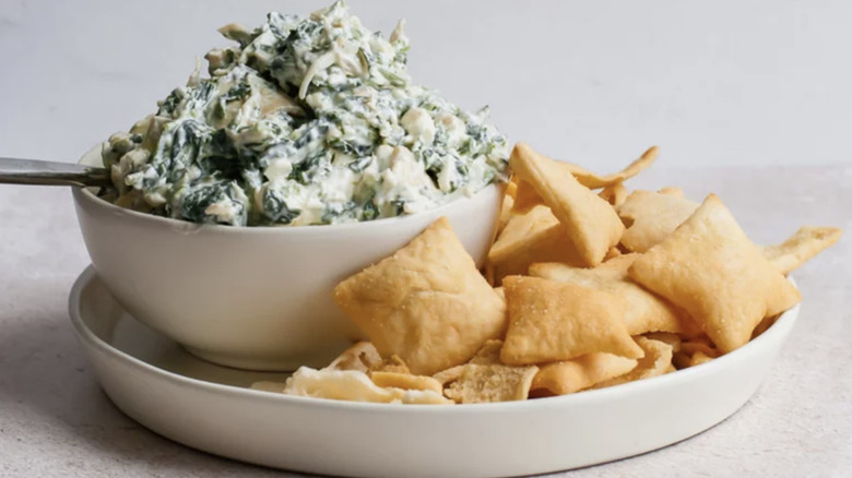 Cold Spinach Artichoke Dip on table