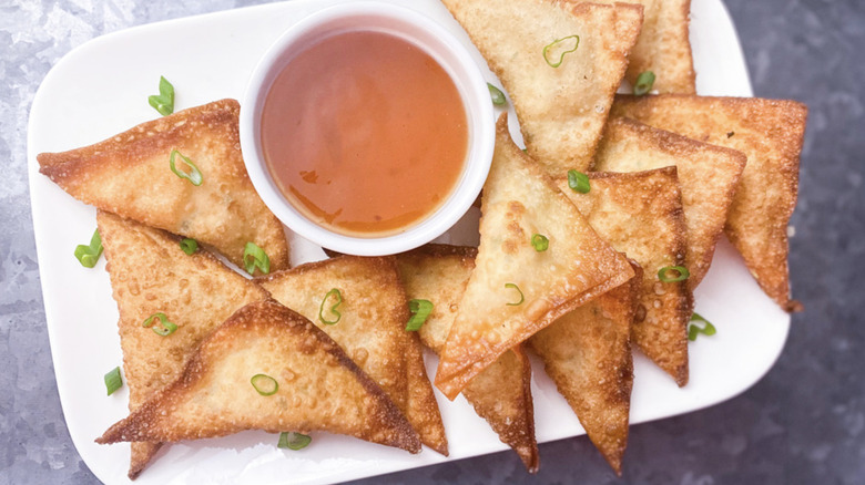 Crab Rangoon served on plate