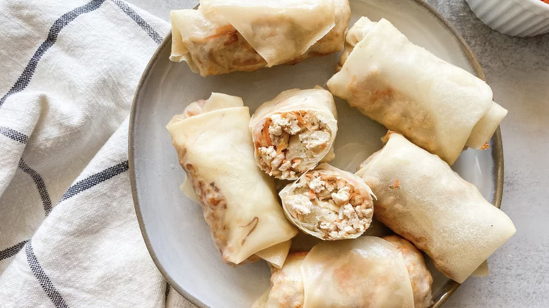 Easy Chicken Egg Rolls on plate