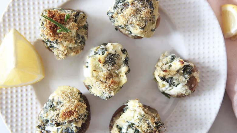 Easy Stuffed Mushrooms on table