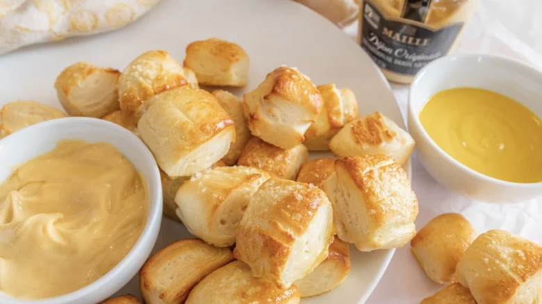 Homemade Soft Pretzel Bites on plate